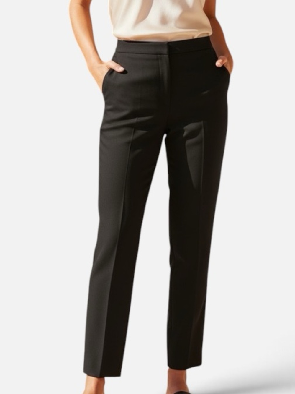 Ann Taylor 100% Silk Black Trousers High Rise Pants Size 6